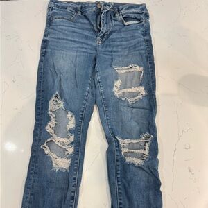 American Eagle Outfitters Blue Ripped Skinny Jeans